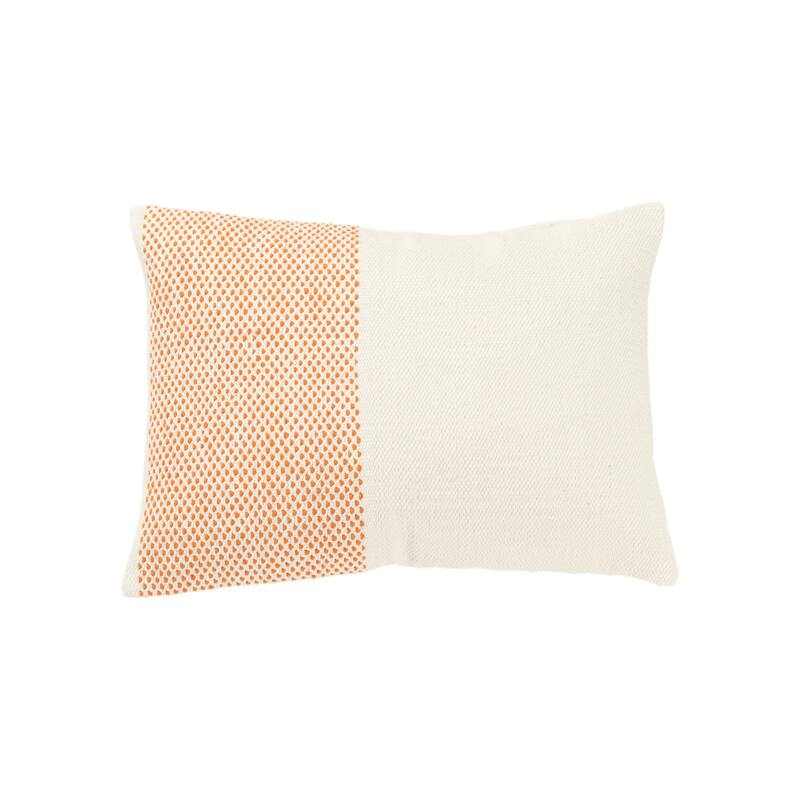 Rizzy Home Transitional Natural Down Filled Decorative Pillow 14"x20" - Natural/Orange