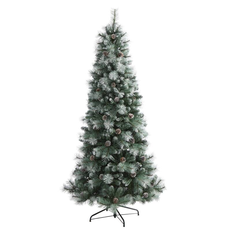 7’ Pre-Lit Brit Columbia Pine Artificial Christmas Tree, Clear LED Lights - 7 Foot