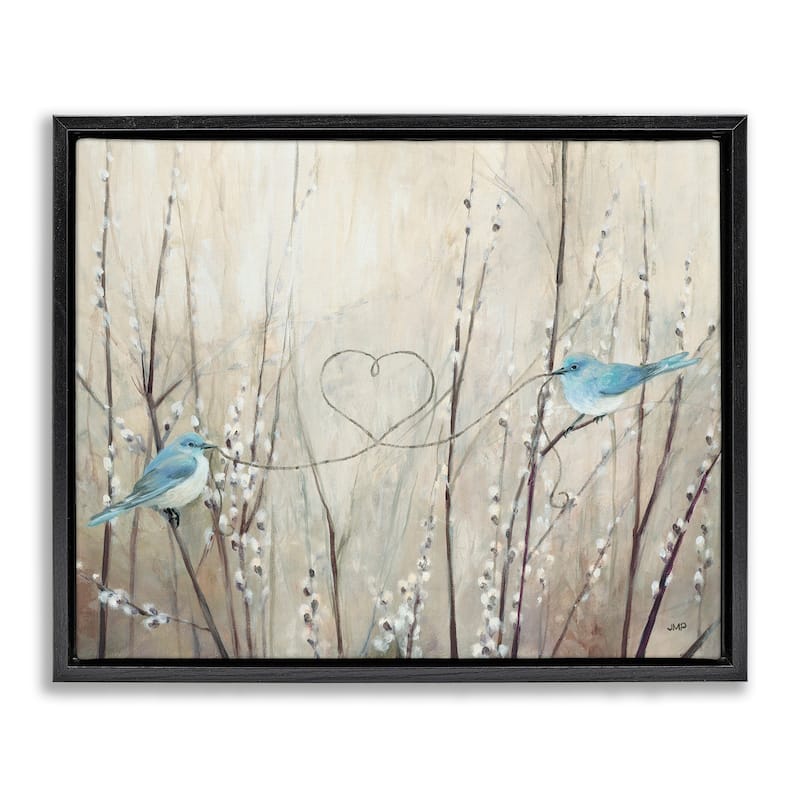 Stupell Love Birds Heart Shape Framed Floater Canvas Wall Art Design by Julia Purinton