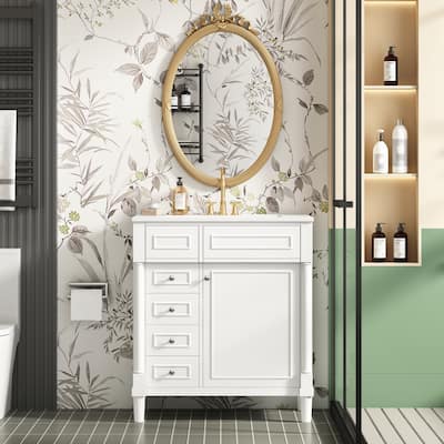 30"Bathroom Vanity with Sink, Freestanding Bathroom Storage Vanity Cabinet w/Soft-Closing Door, Bathroom Cabinet with 2 Drawers