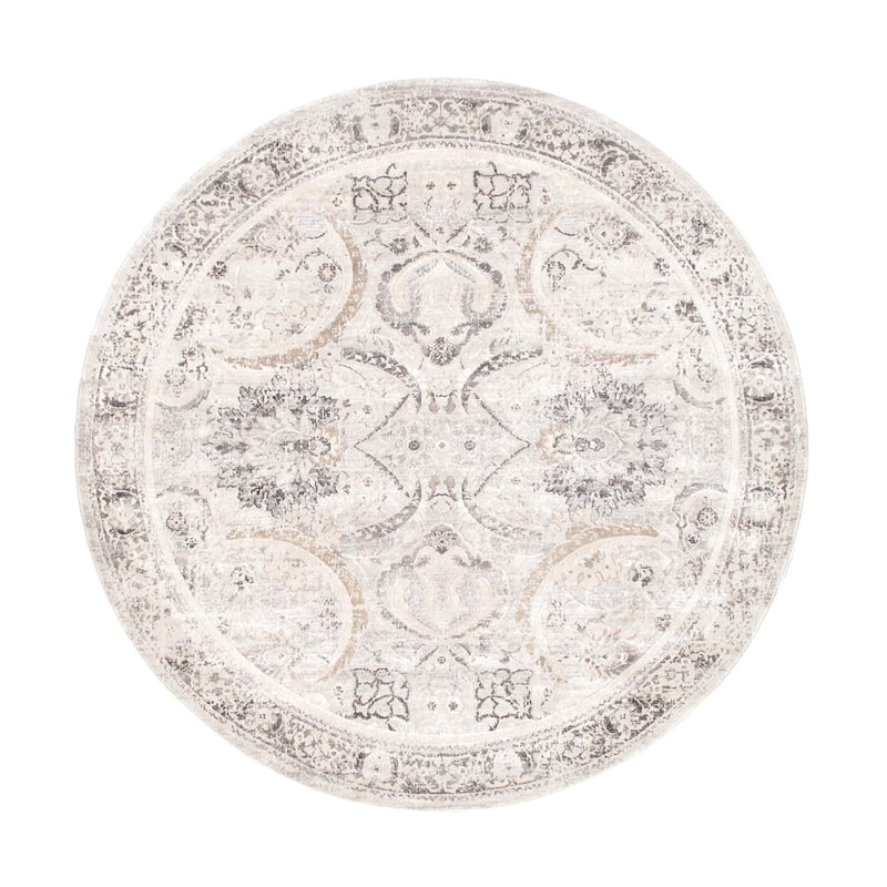 Pasargad Home Turkish Fantasia Design Oriental Area Rug - 6' 0" X 6' 0" - Ivory/Silver