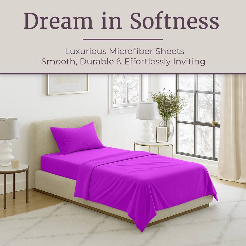 3-Piece Brushed Microfiber Twin Sheet Set by Windsor Home (Purple)