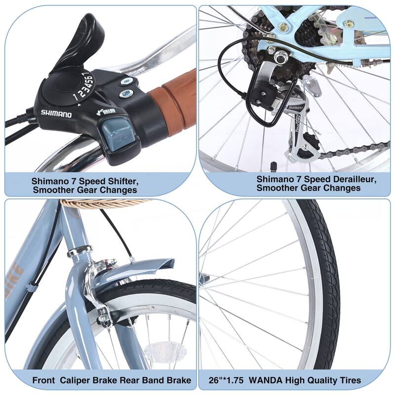 7 Speed City Bike With Basket