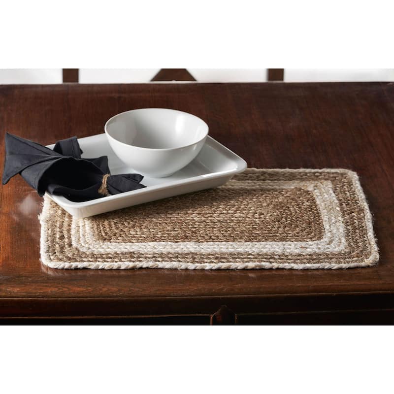 Set of 4 Brown and Beige Bordered Rectangular Place Mats 19"