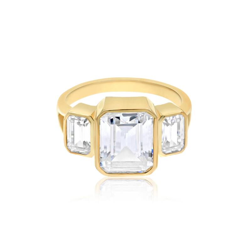 SHYMI Three Stone Bezel-Set Statement Ring - Gold - 6