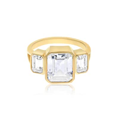 SHYMI Three Stone Bezel-Set Statement Ring