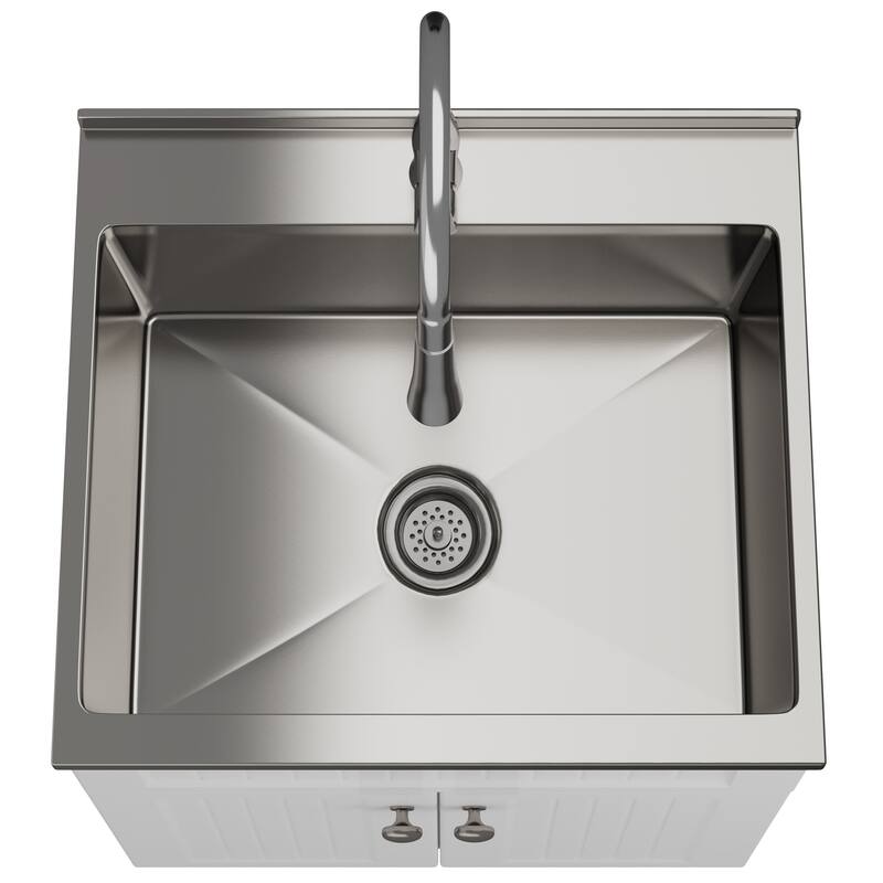 WYNDENHALL Warwick Transitional Laundry Cabinet with Faucet and Stainless Steel Sink