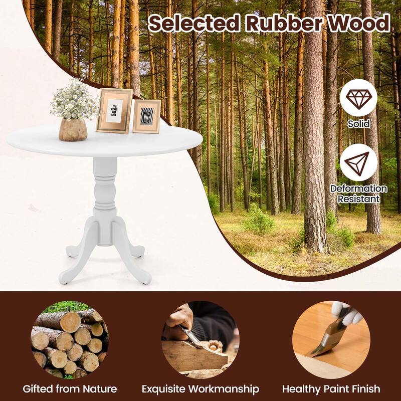 Costway Rustic Dining Table Wooden Dining Table with Round Tabletop & - See Details