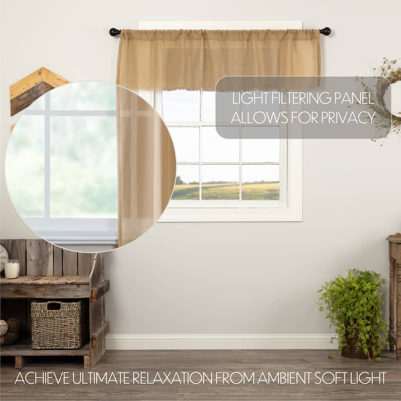 Tobacco Cloth Natural Valance Fringed 16x60