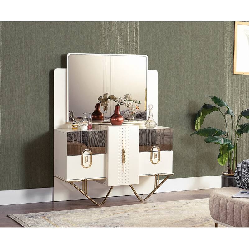 Valencio Dresser With Mirror - Cream