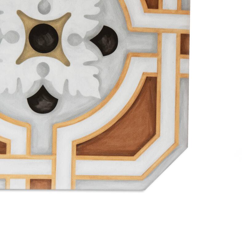 Merola Tile Vaudeville Octagon Deco Zimer with Taco Pink 7-7/8" x 7-7/8" Porcelain Floor and Wall Tile