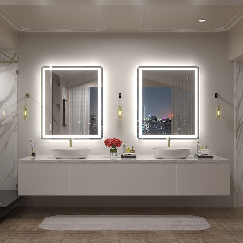 UL Certified Frameless LED Front Light and Backlit Wall Bathroom Vanity Mirror
