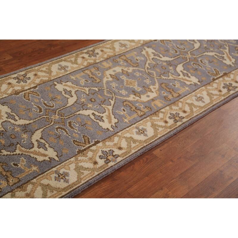 All-Over Oushak Indian Runner Rug Hand-Knotted Wool Carpet - 2'8"x 8'0"
