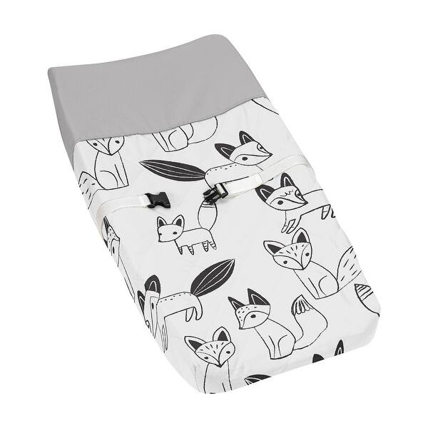slide 2 of 6, Sweet Jojo Designs Black and White Fox Collection Changing Pad Cover