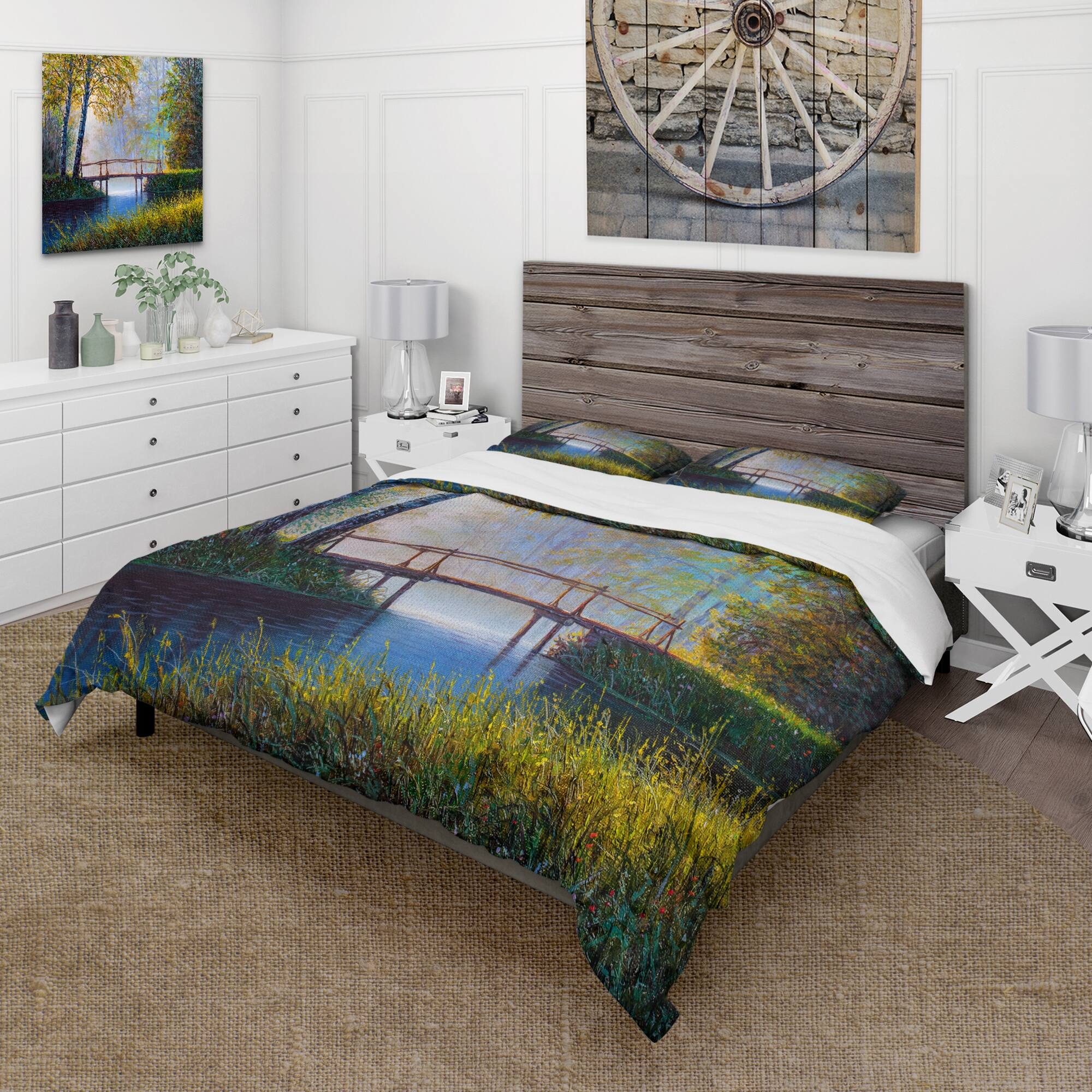 Designart 'Morning Sunlight and The Awakening Spring Forest' Lake House