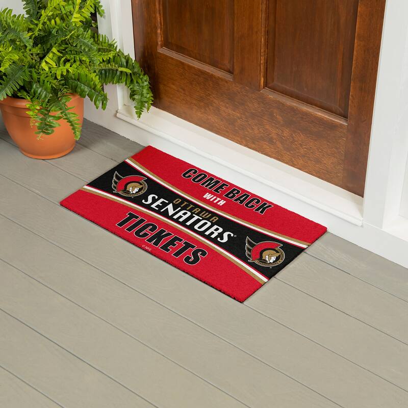 New York Rangers 28 in. x 16 in. PVC "Come Back With Tickets" Trapper Door Mat