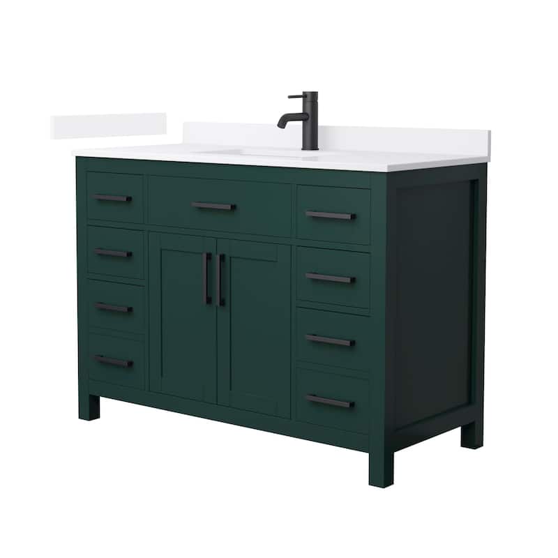 Wyndham Collection WCG2424-48S-QTZ-UNSMXX Beckett 48" Free Standing - Green / White Quartz Top / Matte Black Hardware