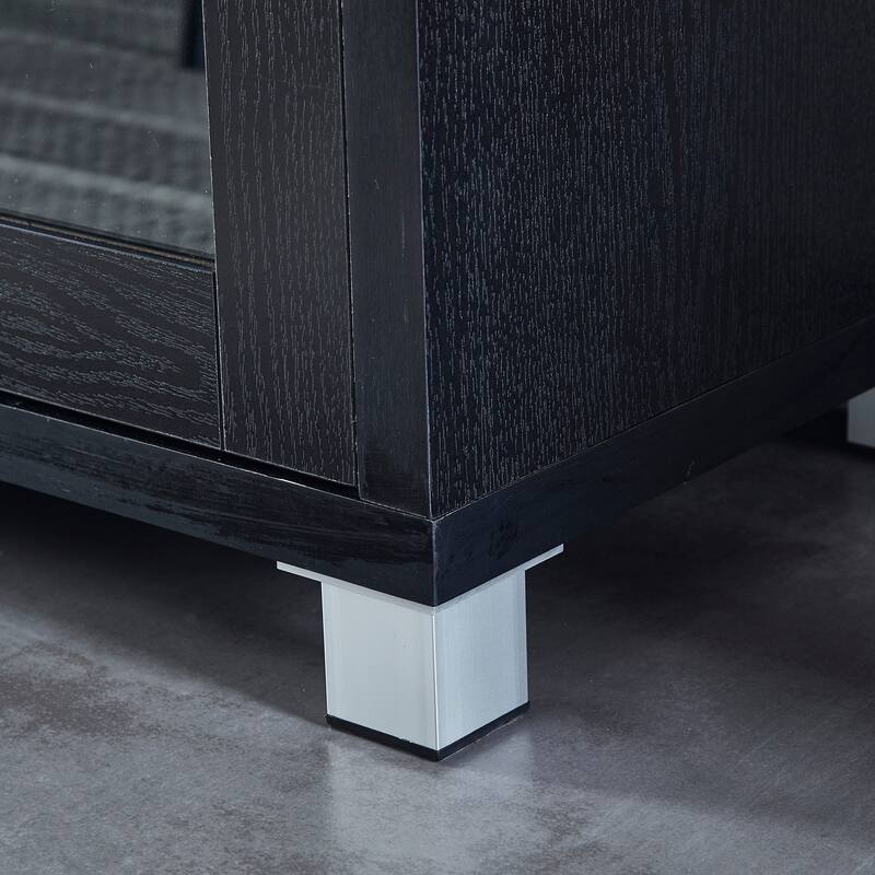 Black 58" TV Stand with Open Shelf, Cabinets & Drawers