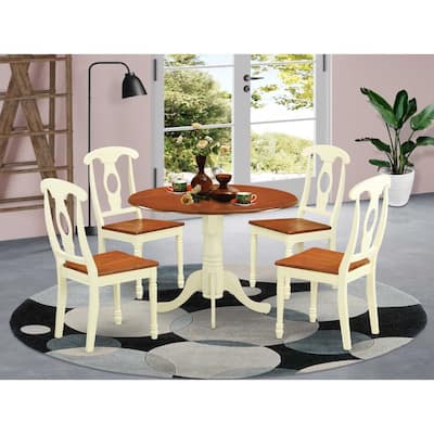 Round Kitchen Dining Table Set - 3 Piece Hardwood Table & 4 Chairs - 42" Table for Dining Room