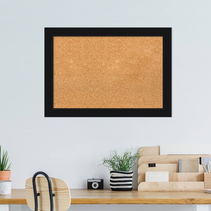 Avon Black Framed Natural Corkboard Bulletin Board, Organization Board, Pin Board