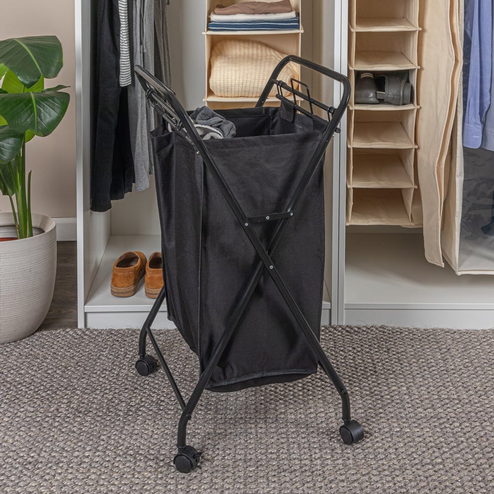 Household Essentials Rolling Laundry Hamper with Velcro Fasteners