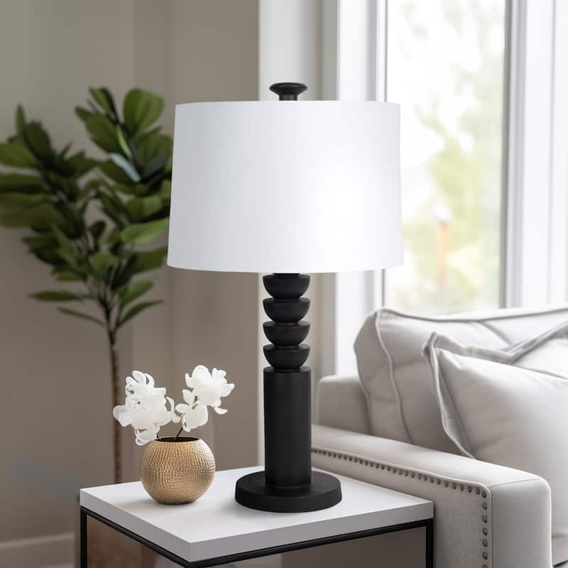 Sagebrook Home Black 27" Carved Resin & Metal Totem Table Lamp - 14" x 15" x 27" - Black - 14" x 15" x 27"