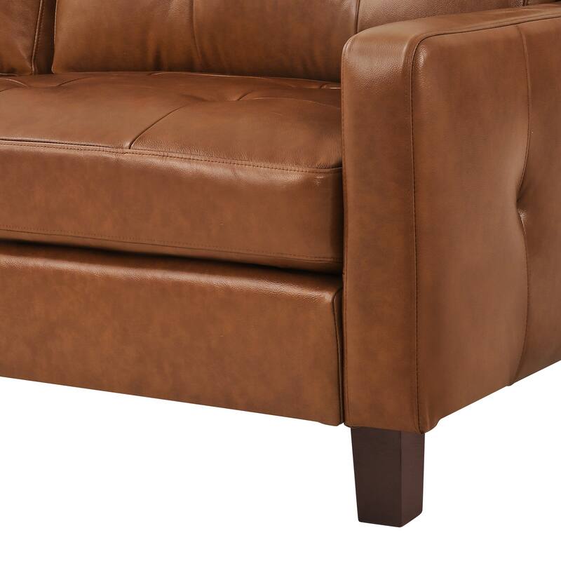 3-Seater Genuine Leather Tufted Sofa for Living Room