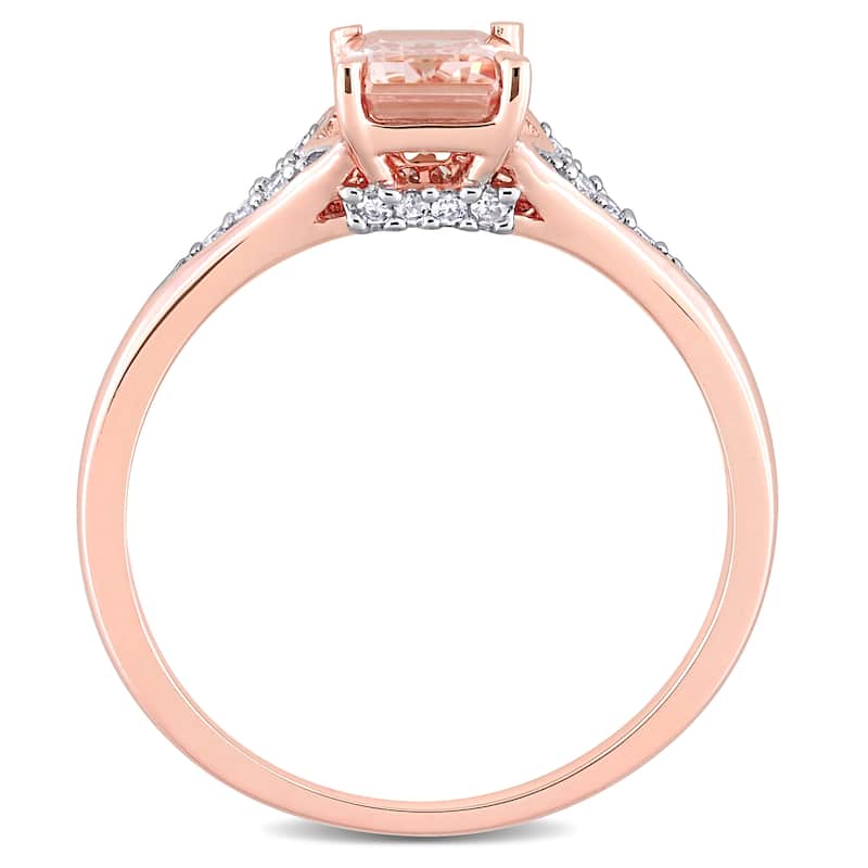 Miadora 10k Rose Gold Octagon-cut Morganite and 1/10ct TDW Diamond Ring