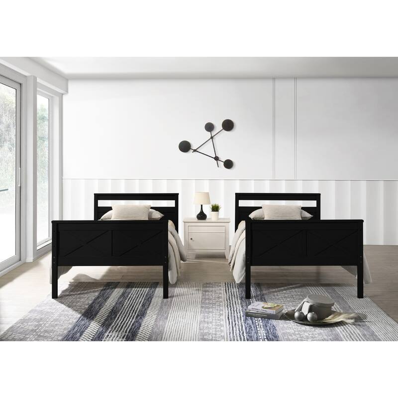 Clayfell Exeter Twin Over Twin Solid Wood Bunk Bed Frame with Guardrails and Ladder, Easy Assembly