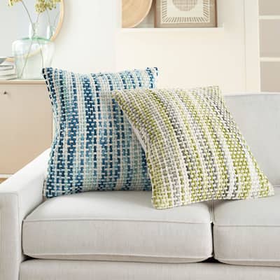 Mina Victory Life Styles Space Dye Basktweave 20" X 20" Indoor Throw Pillow