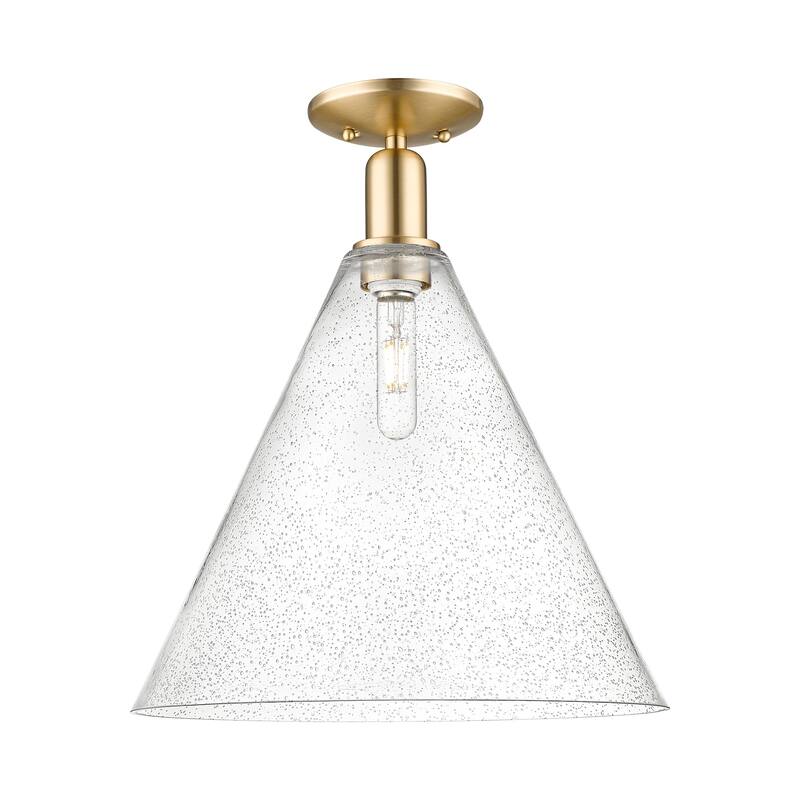 Innovations Lighting 716-1C-19-16 Berkshire Glass Semi-Flush Berkshire - Champagne Bronze / Seedy