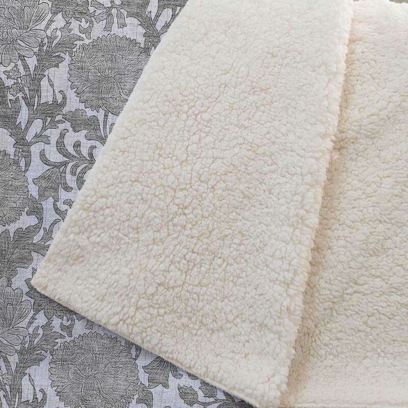 Premium Machine Washable Floral Sherpa Throw Blanket
