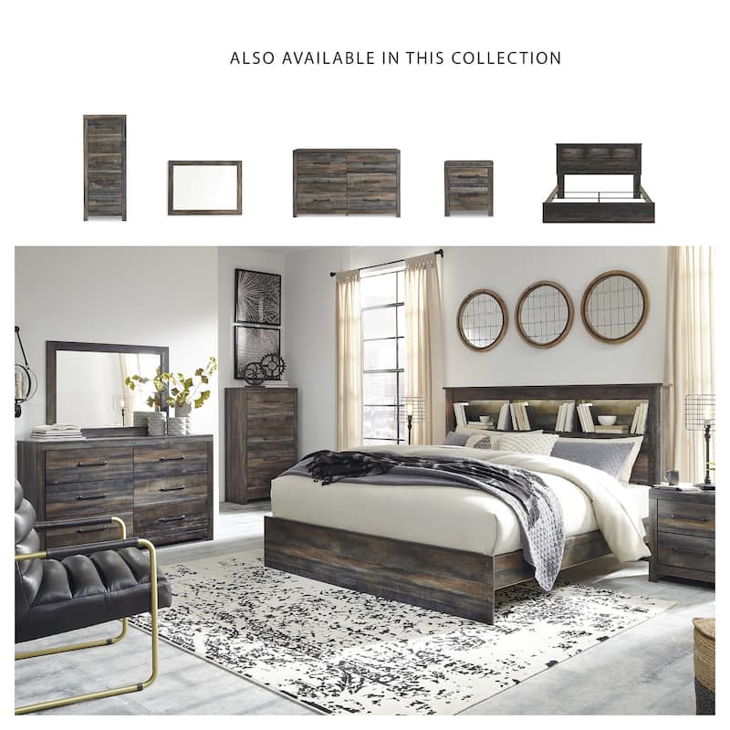 Drystan Rustic Brown Bookcase Bed