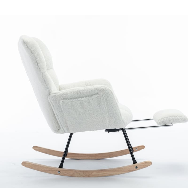 Fabric Rocking Chair With Adjustable Footrest