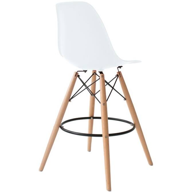 Counter Stool With Back Plastic Molded Wooden Eiffel Base For Kitchen Island Hotel Work High Chair