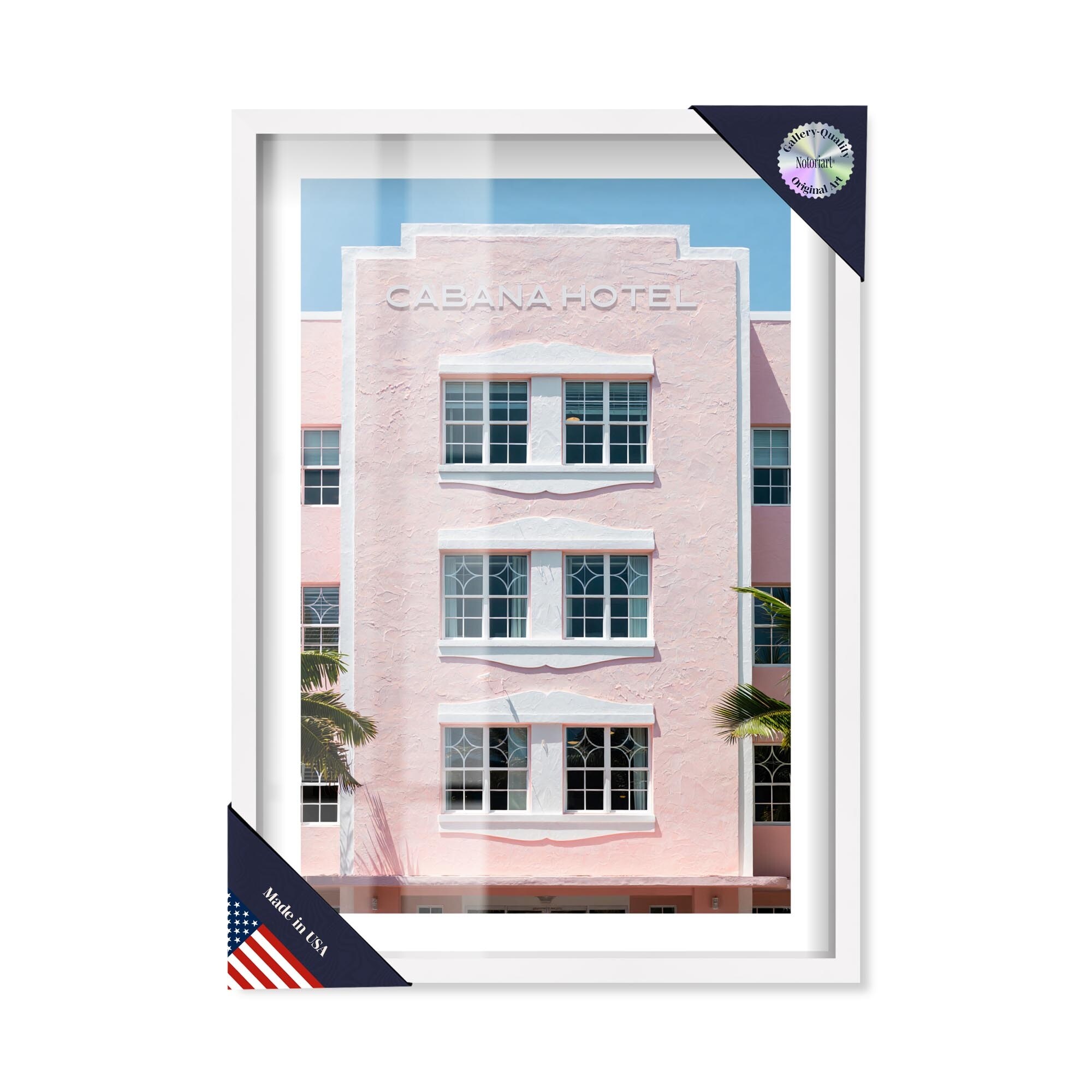 Front of Cabana Hotel Shadowbox Print by Notoriart