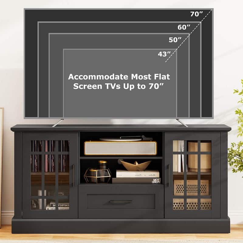 Costway Farmhouse TV Stand for TVs up to 70" Media Center with Glass - See Details