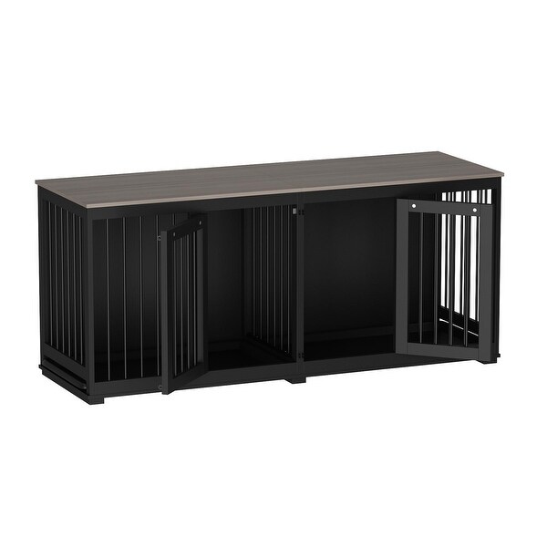 70'' W Dog Crate Furniture, Dog Kennel Furniture with Divider