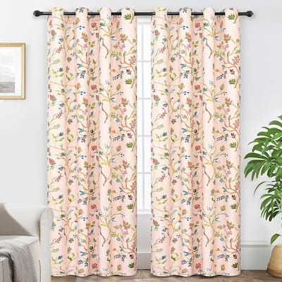 DriftAway Lauren Colorful Watercolor Tree Pattern Blackout Lined Grommet Window Curtain - 52" Width X 102" Length