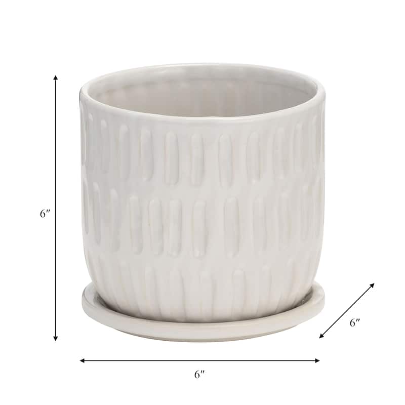 Sagebrook Home Ceramic Planter with Saucer