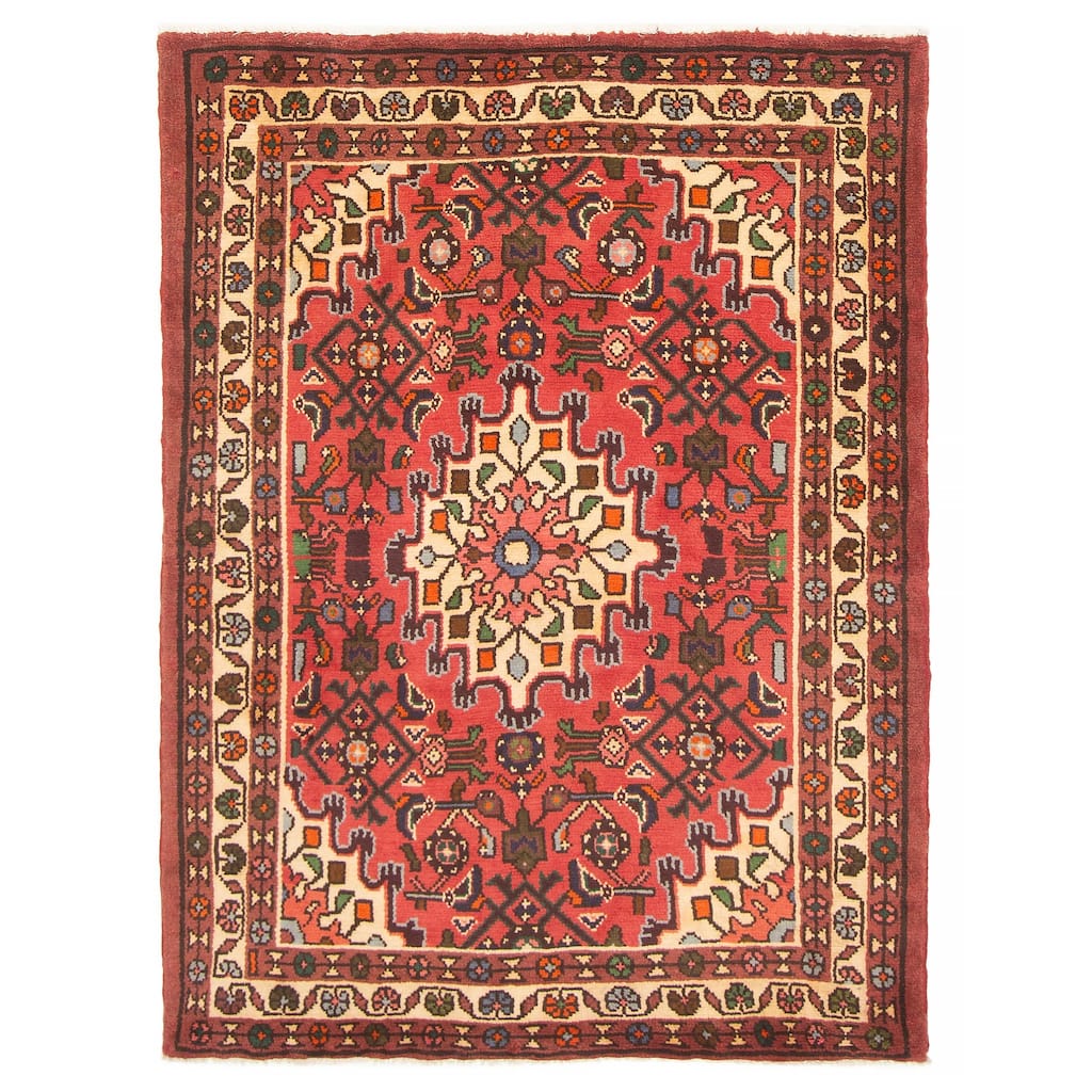 ECARPETGALLERY Hand-knotted Andelz Red Wool Rug - 3'7 x 4'11