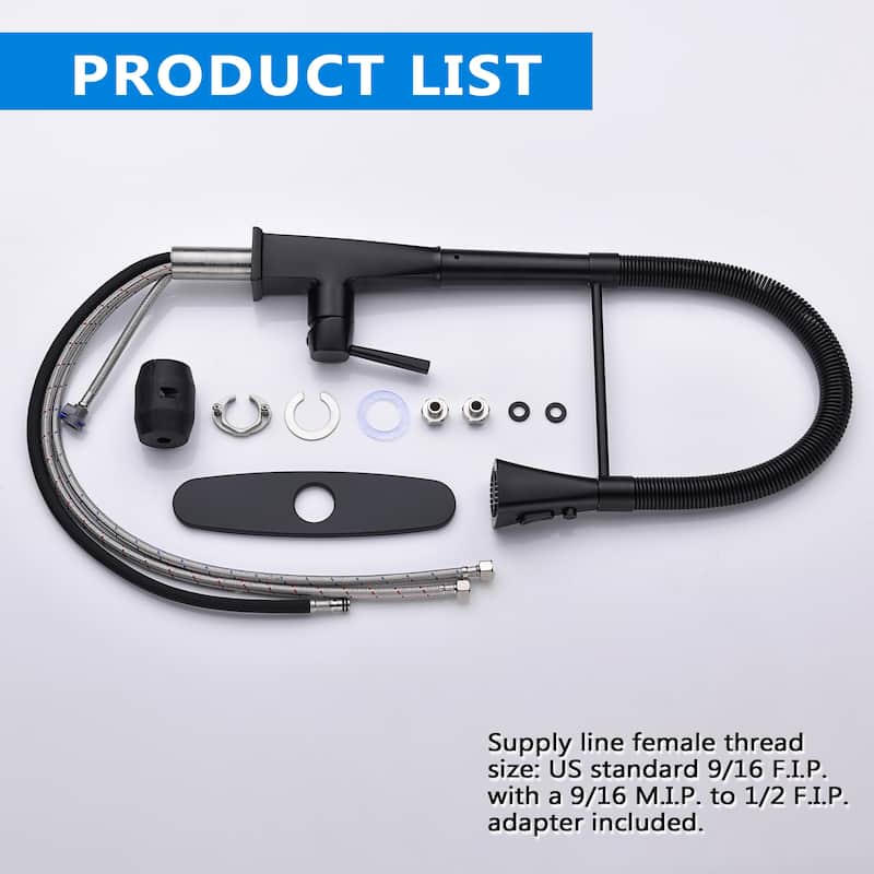 Single Handle Spray 3 Modes Pull Down Kitchen Faucet with Deck Plate