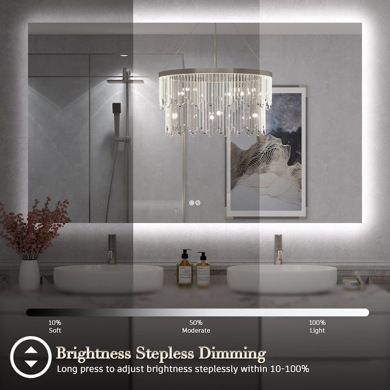 Frameless LED Backlit Anti-Fog Bathroom Vanity Mirror