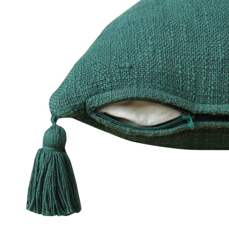 Sevita Solid Cotton Throw Pillow with Tassels
