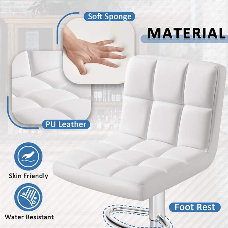 Furniwell Bar Stools with Back Sets of 4 PU Leather Kitchen Counter Square Island