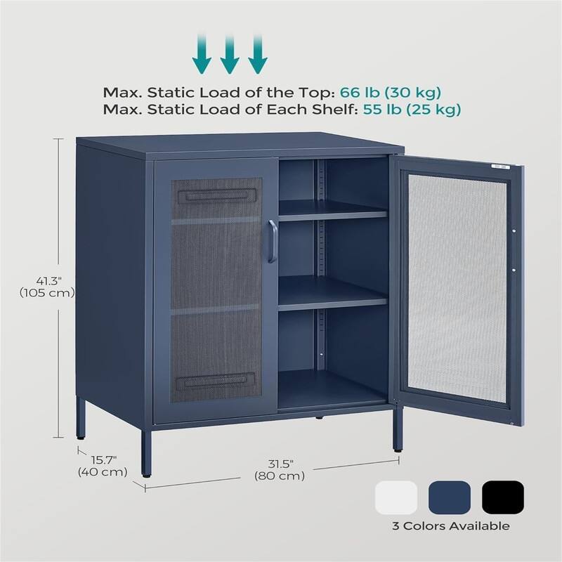 Metal Storage Cabinet with Mesh Doors - 15.7"D x 31.5"W x 41.3"H