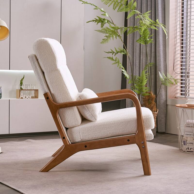 High Back Solid Wood Armrest Backrest Leisure Chair Accent Chair