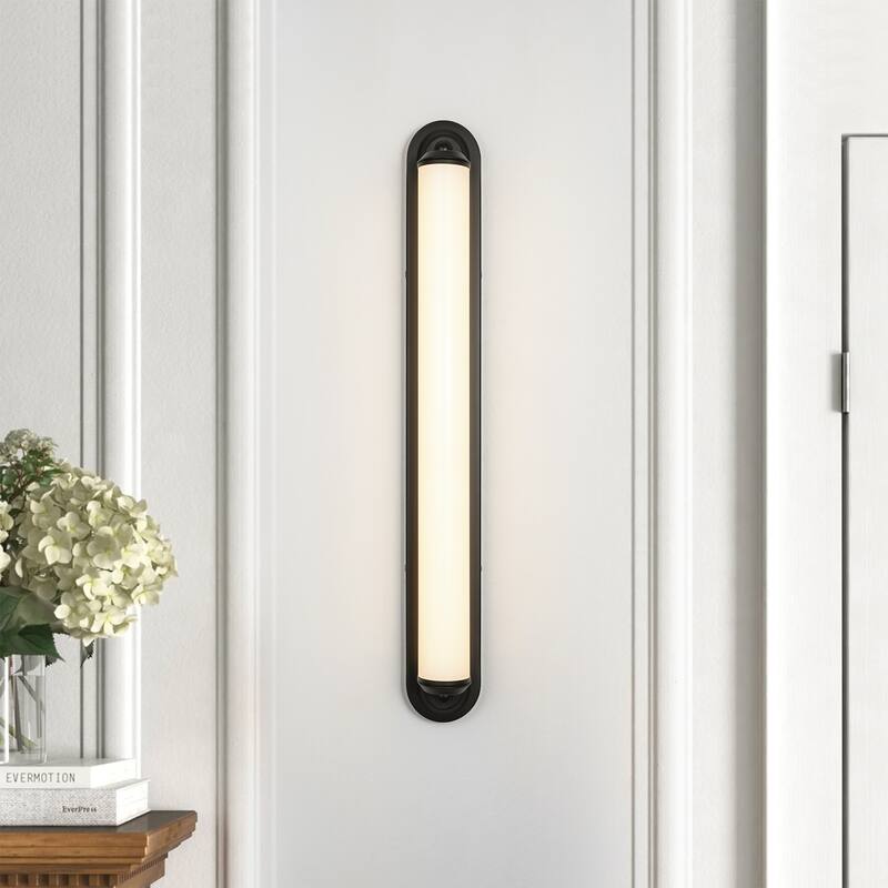 24" Modern Black/Gold LED Wall Sconce - 11W 3000K Warm Light, Linear Fixture for Bedroom & Hallway