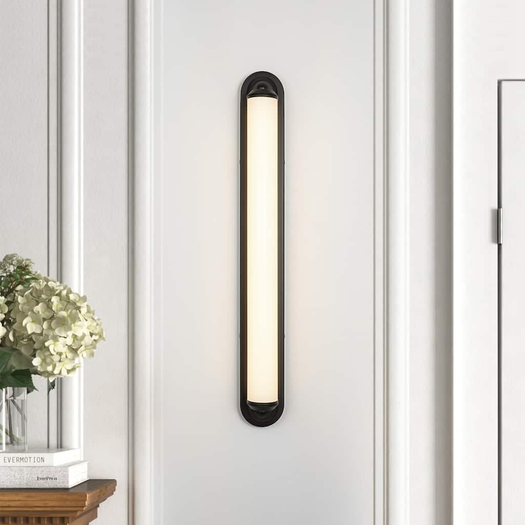 24" Modern Black/Gold LED Wall Sconce - 11W 3000K Warm Light, Linear Fixture for Bedroom & Hallway
