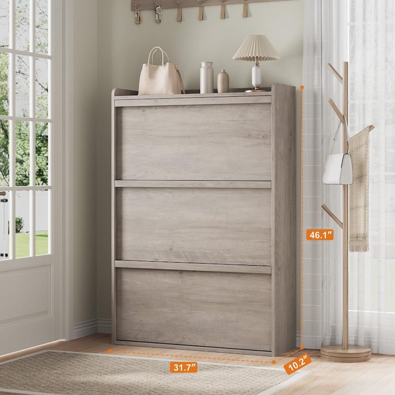 Drawer Wooden Shoe Cabinet with Adjustable Shelves